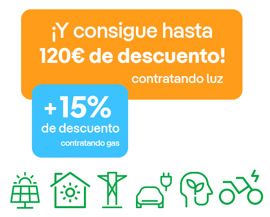 Hasta 120€ de descuento contratando luz.